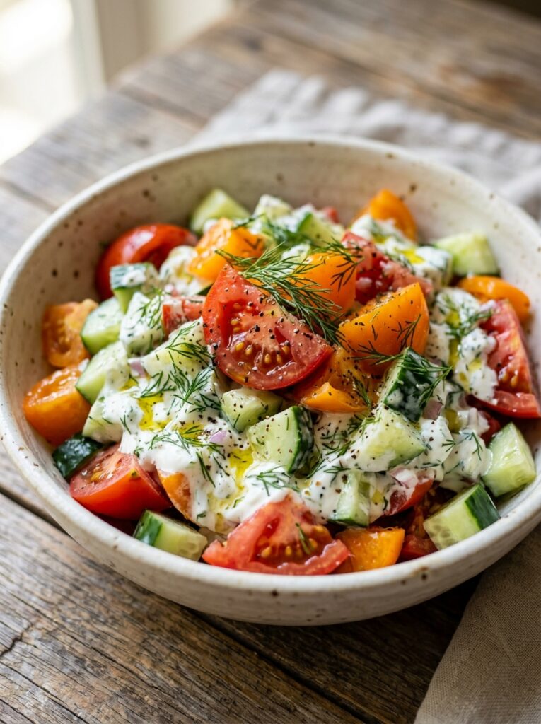 Tomato cucumber dill yogurt salad 202605021703