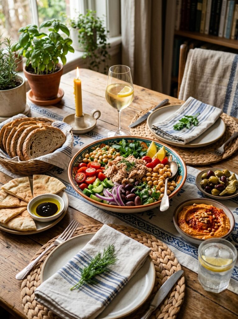 beginner mediterranean tuna chickpea salad recipe 15 Tuna chickpea salad setup 202605051945