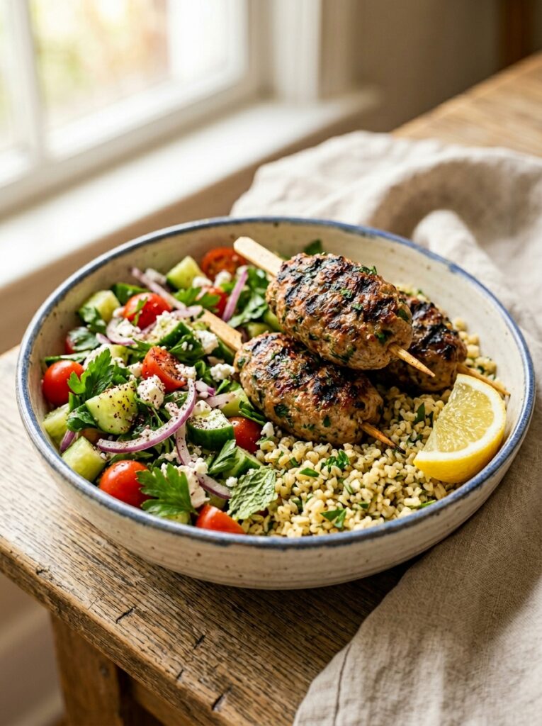 Mediterranean Grilled Turkey Kofta Bowls with Cucumber Salad Recipe 12 Turkey kofta bowls with salad 202605091838